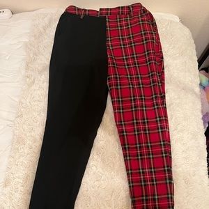 Black & Red plaid spilt leg plants